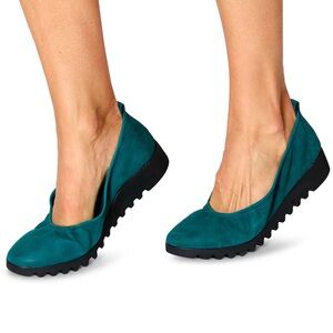 Aetrex Teal Suede Brianna Ballet Flats for Women